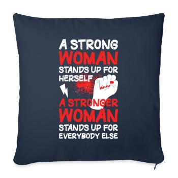 Un cadeau de féminisme féminin fort - Housse de coussin décorative 45 x 45 cm - bleu marine - Devant