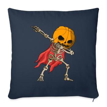 Squelette effrayant d’Halloween avec tête de basket-ball - Housse de coussin décorative 45 x 45 cm - bleu marine - Devant