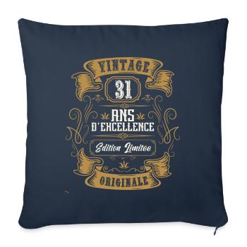 Vintage 31 ans, Idée cadeau d'anniversaire 31 ans. - Housse de coussin décorative 45 x 45 cm - bleu marine - Devant