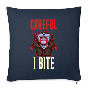Attention je mords vampire cadeau - Housse de coussin décorative 45 x 45 cm - bleu marine - Devant