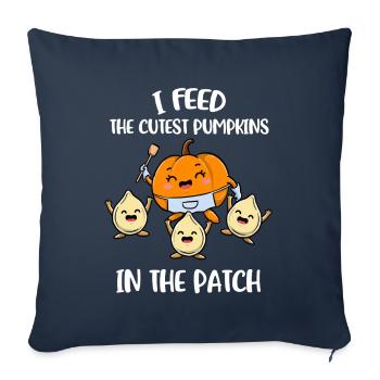 Je nourris le cadeau de citrouille le plus mignon - Housse de coussin décorative 45 x 45 cm - bleu marine - Devant
