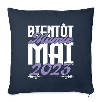 Annonce grossesse. bientôt Mamie Mai 2023. - Housse de coussin décorative 45 x 45 cm - bleu marine - Devant