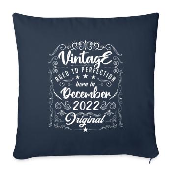 Vintage BORN IN DECEMBER 2022- anniversary gift. - Sofa pillowcase 17,3'' x 17,3'' (45 x 45 cm) - navy - Front