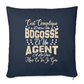 c'est compliqué d'être un Bogosse et un Agent. - Housse de coussin décorative 45 x 45 cm - bleu marine - Devant