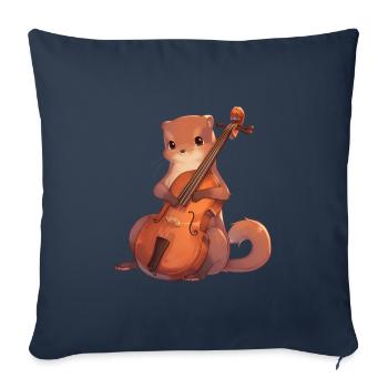 Cute mongoose playing cello - Sofa pillowcase 17,3'' x 17,3'' (45 x 45 cm) - navy - Front