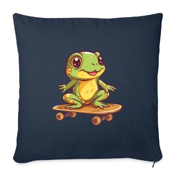 Frog on a skateboard - Sofa pillowcase 17,3'' x 17,3'' (45 x 45 cm) - navy - Front