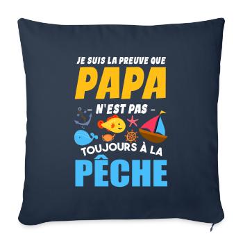 Papa Pêche Pêcheur Bébé Nourrisson Naissance - Housse de coussin décorative 45 x 45 cm - bleu marine - Devant