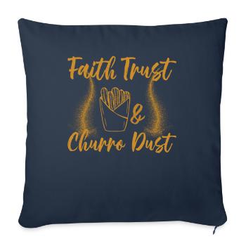 Foi, confiance et churro-poussière-churros - Housse de coussin décorative 45 x 45 cm - bleu marine - Devant