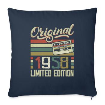 Vintage 1958 Cadeau D'anniversaire Rétro 1958 - Housse de coussin décorative 45 x 45 cm - bleu marine - Devant