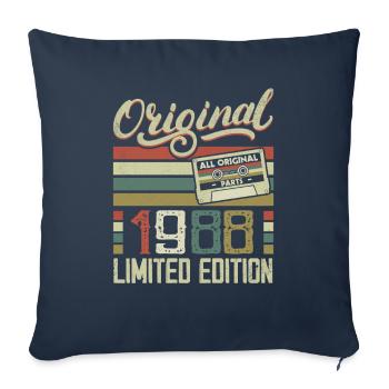Vintage 1988 Cadeau D'anniversaire Rétro 1988 - Housse de coussin décorative 45 x 45 cm - bleu marine - Devant