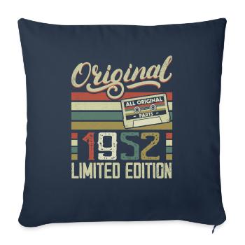 Vintage 1952 Cadeau D'anniversaire Rétro 1952 - Housse de coussin décorative 45 x 45 cm - bleu marine - Devant