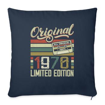 Vintage 1970 Cadeau D'anniversaire Rétro 1970 - Housse de coussin décorative 45 x 45 cm - bleu marine - Devant