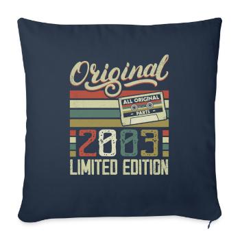 Vintage 2003 Cadeau D'anniversaire Rétro 2003 - Housse de coussin décorative 45 x 45 cm - bleu marine - Devant