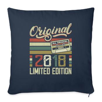 Vintage 2018 Cadeau D'anniversaire Rétro 2018 - Housse de coussin décorative 45 x 45 cm - bleu marine - Devant