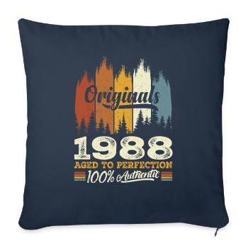 1988 Vintage Cadeau D'anniversaire 1988 Original - Housse de coussin décorative 45 x 45 cm - bleu marine - Devant
