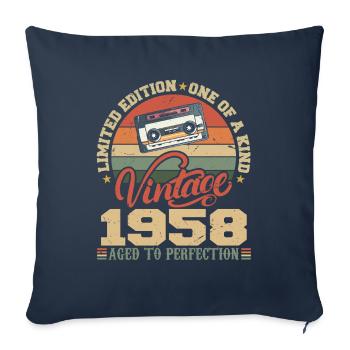 Vintage 1958 Cadeau D'anniversaire Retro 1958 - Housse de coussin décorative 45 x 45 cm - bleu marine - Devant