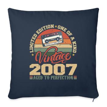 Vintage 2007 Cadeau D'anniversaire Retro 2007 - Housse de coussin décorative 45 x 45 cm - bleu marine - Devant