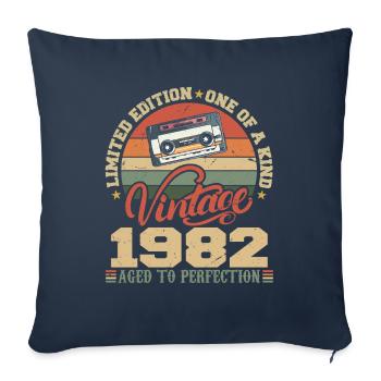 Jahrgang 1982 Retro 1982 Geburtstagsgeschenk - Sofakissenbezug 45 x 45 cm - Navy - Vorne