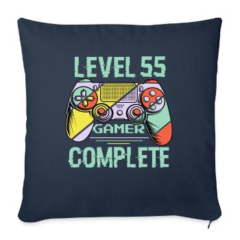 Niveau 55 complète 55 Ans Gamer Level 55 Complete - Housse de coussin décorative 45 x 45 cm - bleu marine - Devant