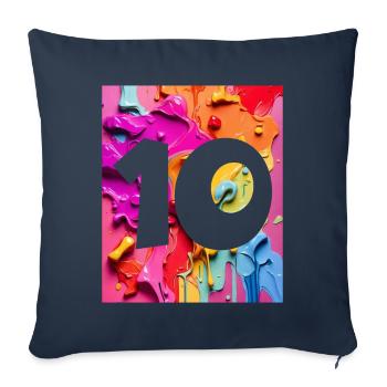 NON. 10 NUMÉRO 10 COLORÉ 10E ANNIVERSAIRE - Housse de coussin décorative 45 x 45 cm - bleu marine - Devant