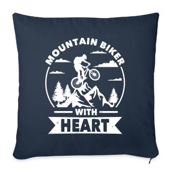 Mountain bikers with heart on the mountain - Sofa pillowcase 17,3'' x 17,3'' (45 x 45 cm) - navy - Front