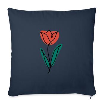 Flower abstract art - Sofa pillowcase 17,3'' x 17,3'' (45 x 45 cm) - navy - Front