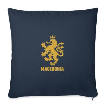 Armoiries du Lion de Macédoine Patrie des Balkans - Housse de coussin décorative 45 x 45 cm - bleu marine - Devant