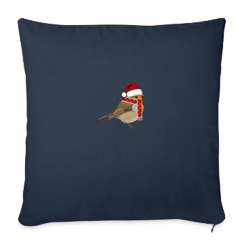 Robin Christmas Bird Hat Scarf Biologiste - Housse de coussin décorative 45 x 45 cm - bleu marine - Devant