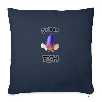 Je m'en Fish - Housse de coussin décorative 45 x 45 cm - bleu marine - Devant