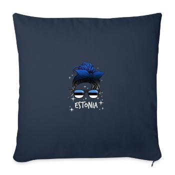 Estonie - Housse de coussin décorative 45 x 45 cm - bleu marine - Devant