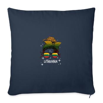 Lituanie - Housse de coussin décorative 45 x 45 cm - bleu marine - Devant