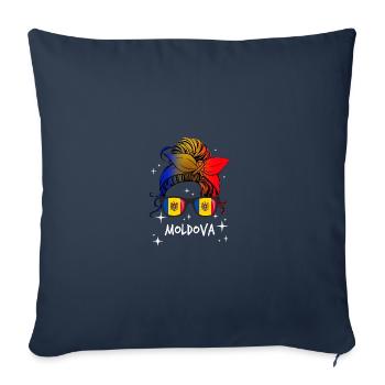 Moldavie - Housse de coussin décorative 45 x 45 cm - bleu marine - Devant