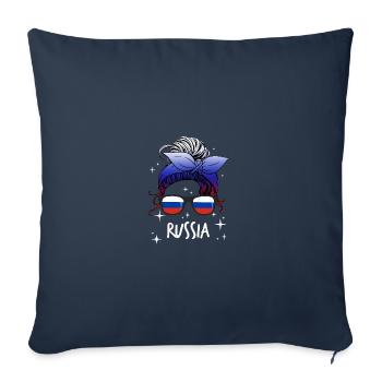 Russie - Housse de coussin décorative 45 x 45 cm - bleu marine - Devant