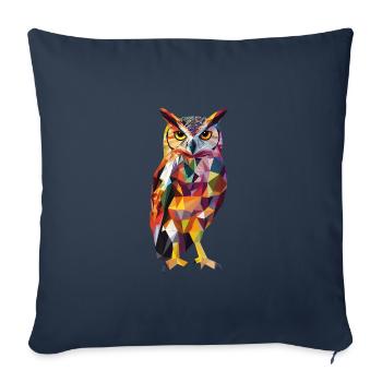 Low Poly Owl – un design moderne pour les petits malins - Housse de coussin décorative 45 x 45 cm - bleu marine - Devant