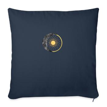 Lune et Soleil - Housse de coussin décorative 45 x 45 cm - bleu marine - Devant