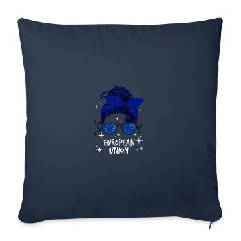 Union européenne - Housse de coussin décorative 45 x 45 cm - bleu marine - Devant