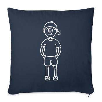 Garçon comme un dessin de contour blanc - Housse de coussin décorative 45 x 45 cm - bleu marine - Devant