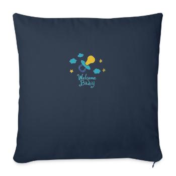 welcome baby - Housse de coussin décorative 45 x 45 cm - bleu marine - Devant