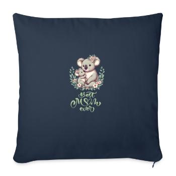 Meilleure maman jamais Koala embrasser Couronne de fleurs - Housse de coussin décorative 45 x 45 cm - bleu marine - Devant