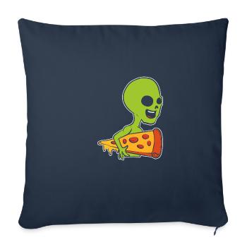 Alien et pizza. Poison pour les amateurs de pizza - Housse de coussin décorative 45 x 45 cm - bleu marine - Devant