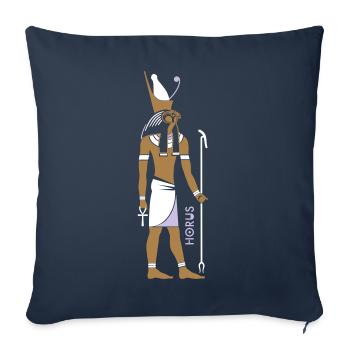 Horus Dieu de l'Egypte - Housse de coussin décorative 45 x 45 cm - bleu marine - Devant