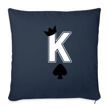 Herz König K King Krone Pik Karte - Sofakissenbezug 45 x 45 cm - Navy - Vorne