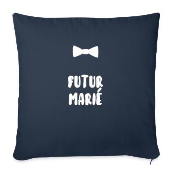 Futur marié - Housse de coussin décorative 45 x 45 cm - bleu marine - Devant