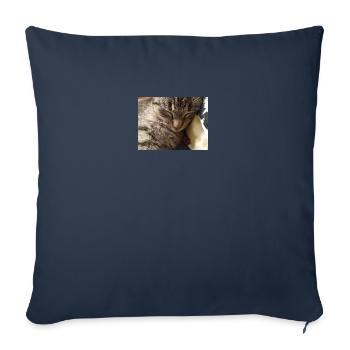 chat, cocur, chatte - Housse de coussin décorative 45 x 45 cm - bleu marine - Devant