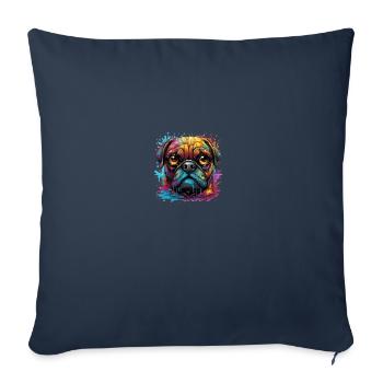 Mops in verschiedenen Farben - Sofakissenbezug 45 x 45 cm - Navy - Vorne