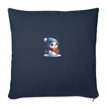 Bonhomme de neige pour les enfants - Housse de coussin décorative 45 x 45 cm - bleu marine - Devant