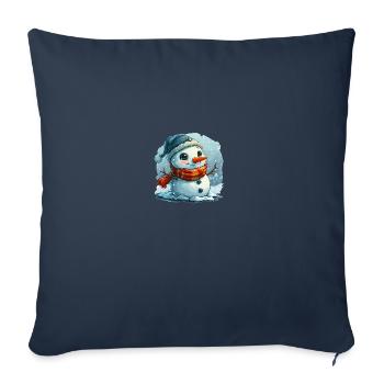 Bonhomme de neige pour les enfants - Housse de coussin décorative 45 x 45 cm - bleu marine - Devant