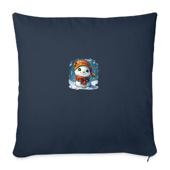 Bonhomme de neige pour les enfants - Housse de coussin décorative 45 x 45 cm - bleu marine - Devant