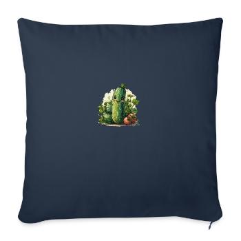 Style bande dessinée de courgettes - Housse de coussin décorative 45 x 45 cm - bleu marine - Devant
