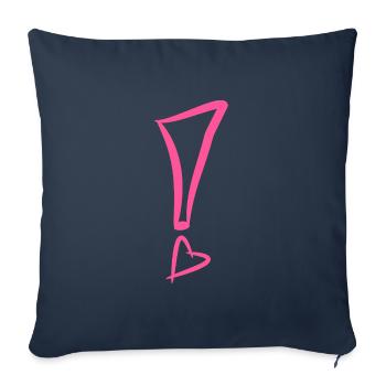 Point d'exclamation avec coeur - Housse de coussin décorative 45 x 45 cm - bleu marine - Devant